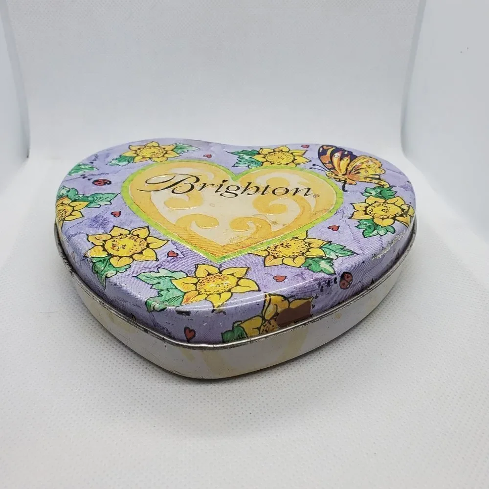 Brighton Sunflower & Butterfly Heart Shaped Tin